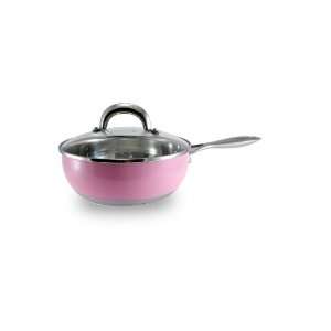   Quart Glass Covered Chefs Pan Passionate Pink