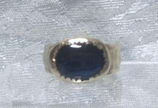 Vintage Ring Blue Glass Stone Silver Tone Handmade Sz 9  