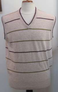 GIOVANNI VALENTINO Beige Wool V Neck Vest  Size 48  NWT  