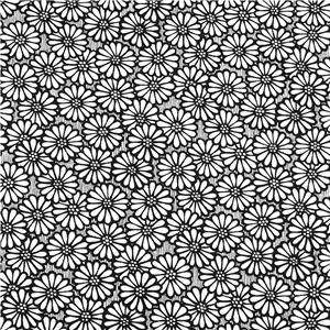 Woodrow Studio Cotton Fabric Packed Daisy Floral in Black & White BTY 