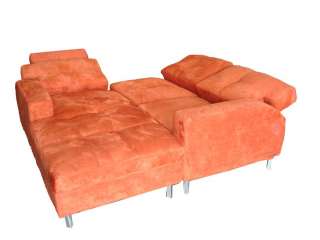 2Pc Contemporary Fabric Sectional Futon Sofa Set #4138  