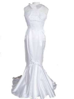   Bridelite Mermaid White Satin Wedding Gown Dress Sz 6 Fl21: Clothing