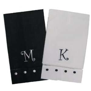  Set of 2 Embroidered Linen Guest Towels: Home & Kitchen