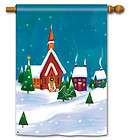   ART Premium 28 x 40 Home Flag WINTER VILLAGE Church Snow Trees