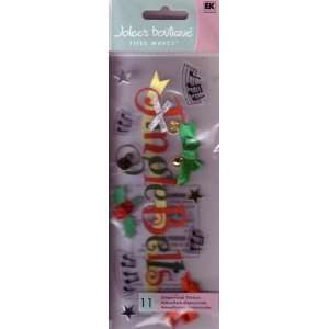  Stickers, Dimensional, Jingle Bells, 1 sheet Musical Instruments