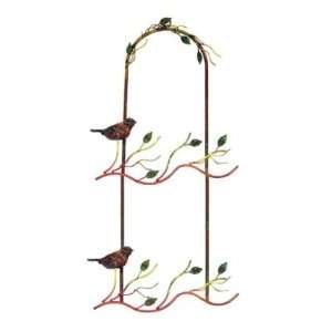  Bird on Tree Branch Leaves Double Wall Plate Rack Kitchen 