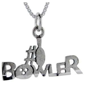 925 Sterling Silver #1 Bowler Talking Pendant (w/ 18 Silver Chain), 1 