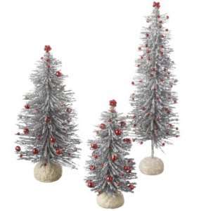   of 6 Small, Medium, Large Silver Christmas Tree Table Top Decorations