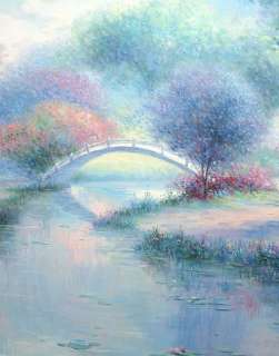 Ghambaro, The Bridge, original oil painting on canvas impressionist 
