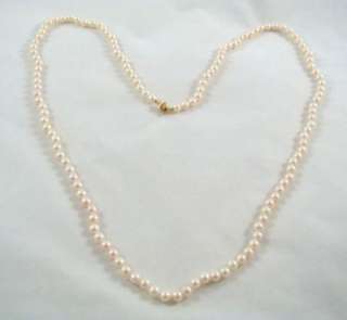 Vintage Pearl Necklace Strand String 585 14K Gold Signed  