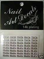 PRADA Designer Silver 14K Plate Nail Art Decals Sticker  