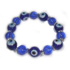  Blue Evil Eye Stretch Bracelet in 12 mm Glass Eye Beads 