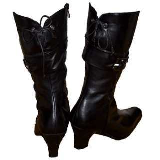 An B6742: Womens Mid Calf Boots   BLACK   size: 9 Anna  