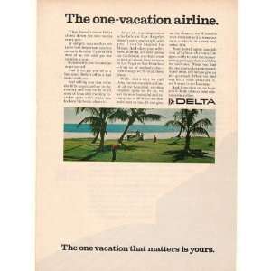  1968 Delta One Vacation Airline Golf Golfing Print Ad 