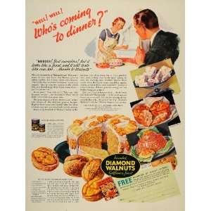  1936 Ad LA California Diamond Walnuts Baking Recipe Wife 