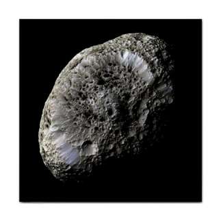 Saturns Hyperion A Moon Odd Craters Ceramic Tile  