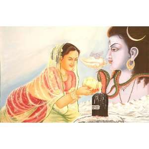  Goddess Parvati Worshipping Shiva Linga Before Lord Shiva 