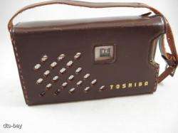 WORKING VINTAGE TOSHIBA 6TP 385 TRANSISTOR RADIO WITH CASE AND ANTENNA 