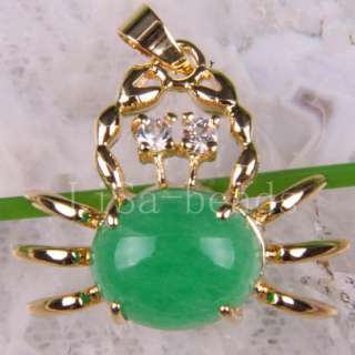 Beautiful Green Crab Jade Bead Pendant 18KGP LK364  