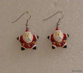 Pierced Dangle Santa Clause / Christmas Earrings  