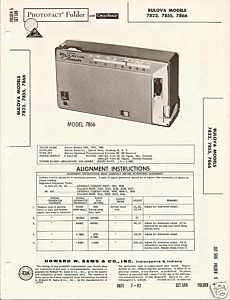 Bulova Models 7822, 7855, 7866 Transistor Radio Sams Photofact Repair 