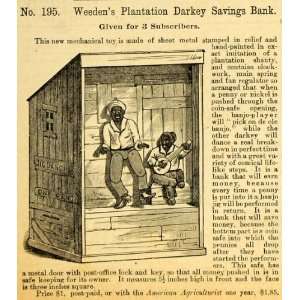  1890 Ad Weedens Plantation Darkey Savings Bank Antique 