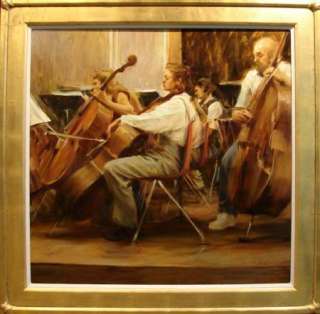 QUANG HO cello&base section Original Painting Oil in Canvas HAND 