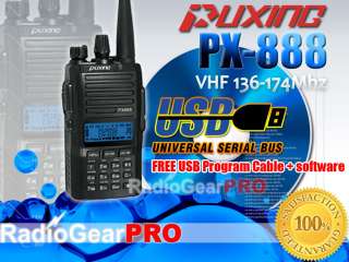 PUXING PX 888 VHF 136 174Mhz + Earpiece + USB Cable  