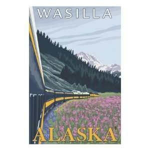  Alaska Railroad Scene, Wasilla, Alaska Giclee Poster Print 