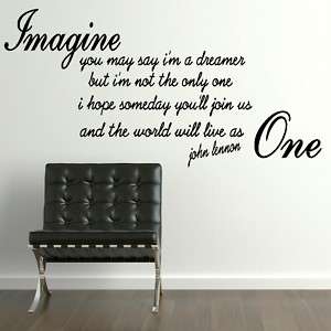 JOHN LENNON IMAGINE song lyric wall sticker quote transfer graphic 