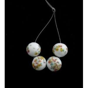  VINTAGE WHITE MULTI COLOR JAPANESE GLASS BEADS 