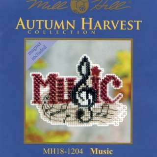 Music Beaded Cross Stitch Ornament Kit Mill Hill 2011 Autumn Harvest 