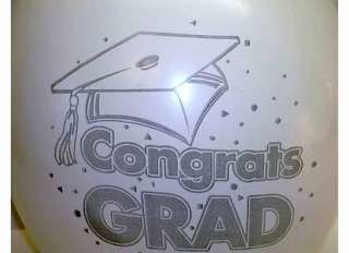 Lot of 12 White GRADUATION Congrats Grad BALLOONS PARTY CLASS 2012 