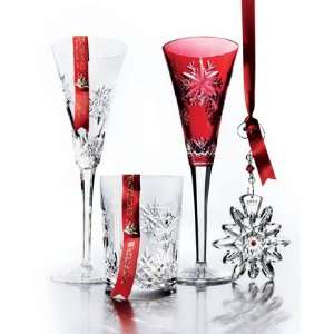  Waterford Crystal Ruby Snowflake Wishes Flute: Kitchen 
