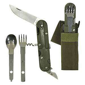 NATO Military Knife Fork Spoon Boy Scout Survival Chow Mess Kit Set 