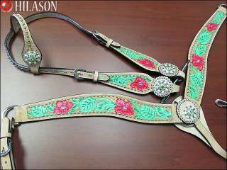 UNIQUE WESTERN RHINESTONE HAND PAINTED HANDTOOLED LEATHER ONE EAR 
