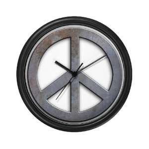  Distressed Metal Peace Sign Peace Wall Clock by CafePress 