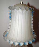 Candlewick Boudoir Lamp & Shade Frosted Blue Works VTG  