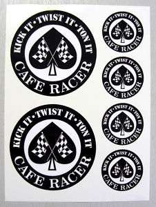 CAFE RACER Chequered Flag TON IT Ace stickers decals  
