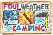 girl/boy FOUL WEATHER CAMPING Fun Patches GUIDES/SCOUTS  
