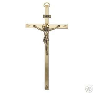   Engraved Gold Plate Metal Pewter 10 Wall Crucifix