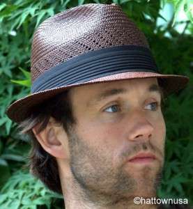 NEW Mens GENUINE Panama Straw Hat Short Stingy Brim Fedora Ventilated 