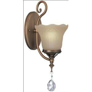 Lite Source C71201 W Darcy Wall Lamp with Amber Glass Shade, Brushed 