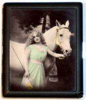 Edwardian Woman Horse Cigarette Case Haunting Nouveau  