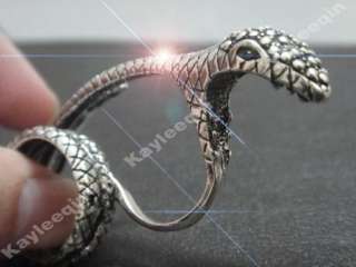 Silver Snake ADDER BITE Full Finger Ring Biker Emo Goth  