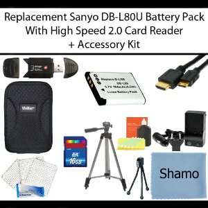  Replacement Sanyo DB L80U Lithium Ion Camera Battery for Sanyo VPC 