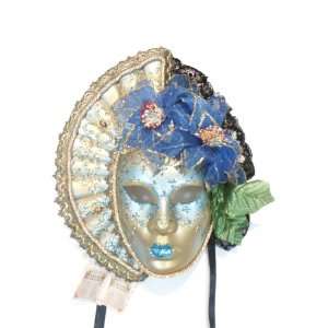 Light Blue Big Woman Satin Venetian Masquerade Mask 