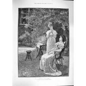  1892 CONFIDENCE YOUNG WOMEN TALKING GARDEN FLOWERS: Home 