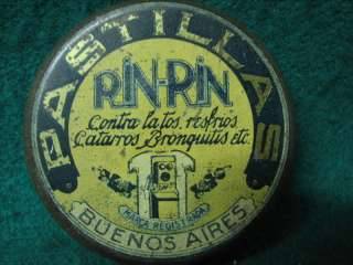 Antique RIN RIN Cough, Colds Tablets Tin from Argentina  