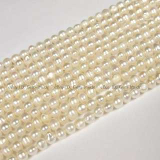6mm round white freshwater pearl gemstone beads strand 15